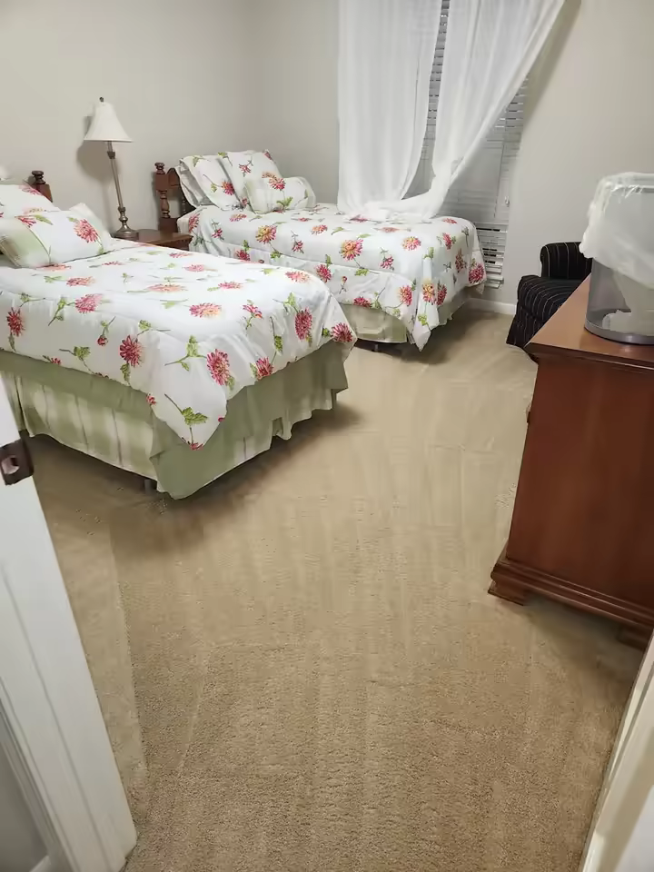 Bedroom carpet cleaned and refreshed by Pro-Techs