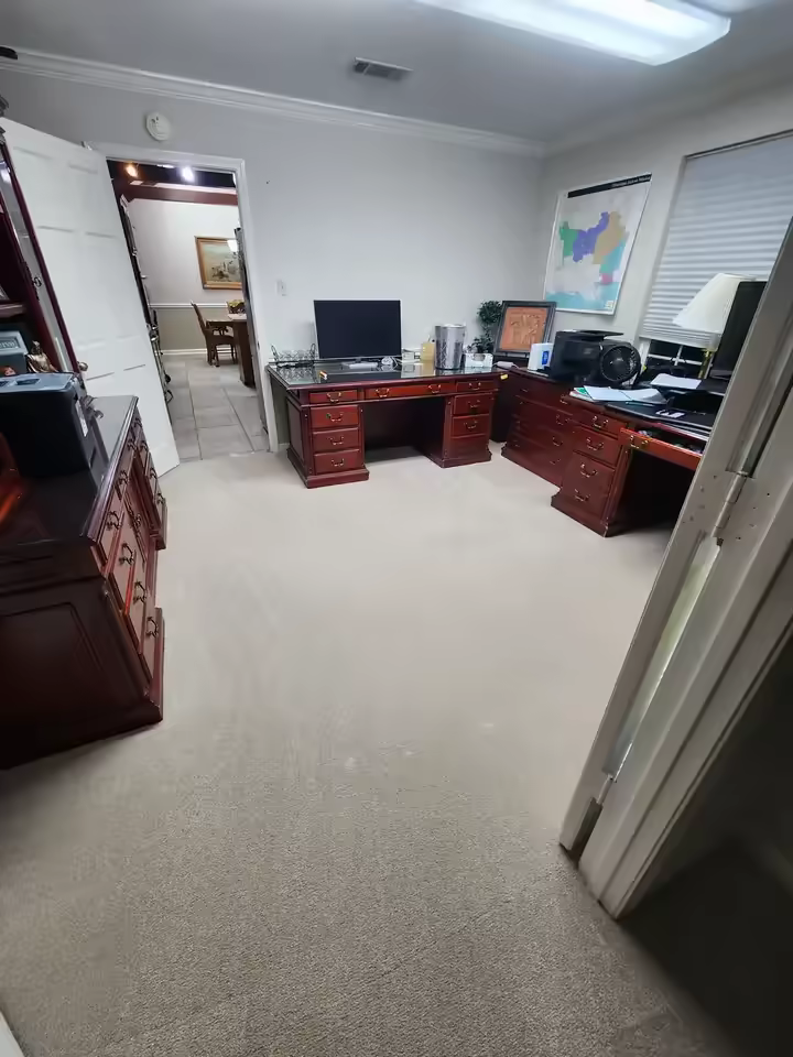 Freshly cleaned home office carpet by Pro-Techs